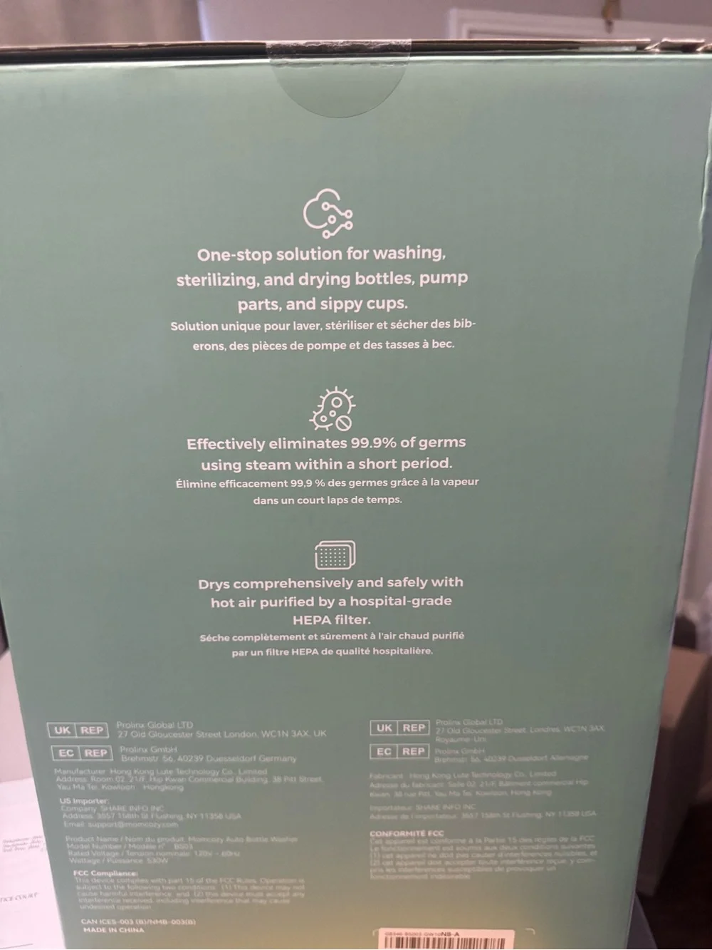 Momcozy White Baby Bottle Sterilizer & Dryer